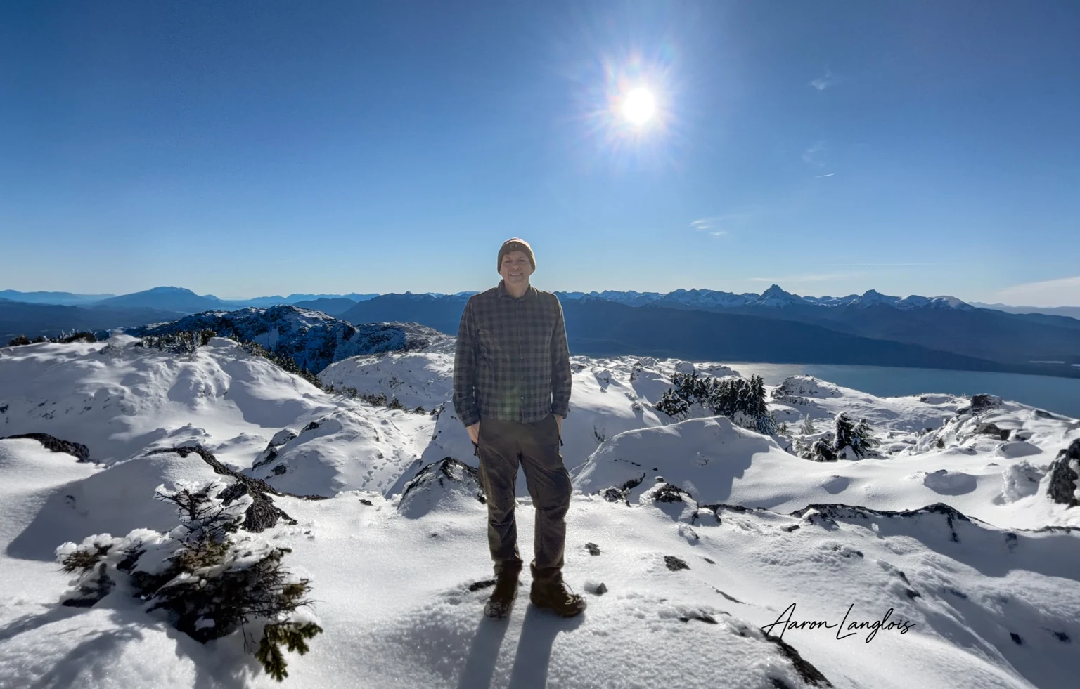 Aaron on the snowy summit of Mount Jumbo